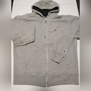 Champion Men's Powerblend Fleece Full Zip Up Hoodie Grey Embroidered Logo